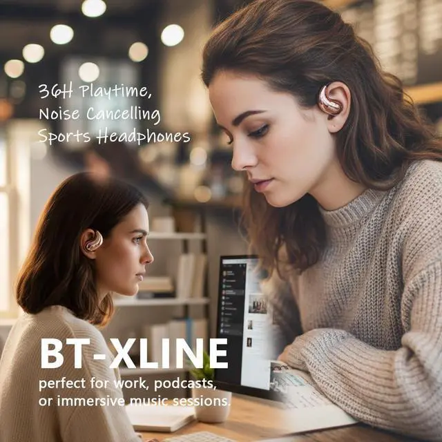 Alt view image 4 of 5 - Sport Open Ear Headphones Bluetooth 6.0, Clip On Earbuds Wireless with 36H Playtime for Running & Gym, Noise Cancelling Comfort Fit