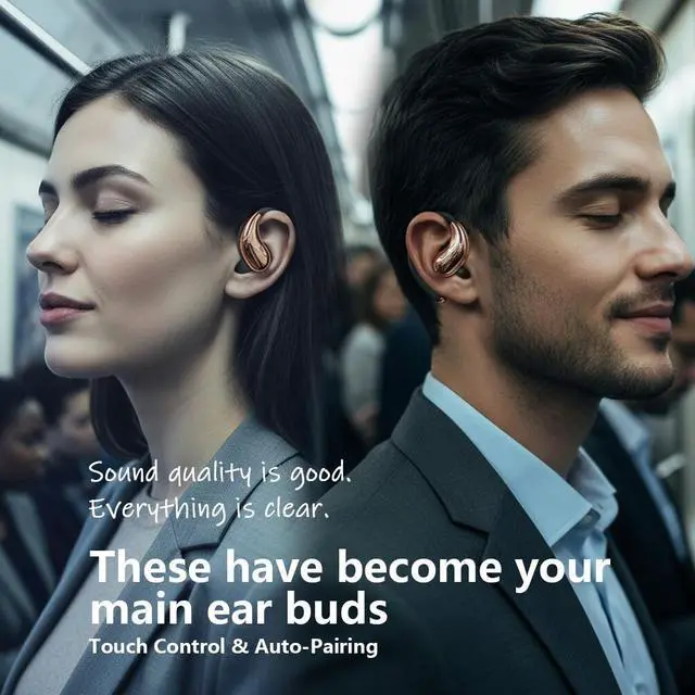 Alt view image 5 of 5 - Sport Open Ear Headphones Bluetooth 6.0, Clip On Earbuds Wireless with 36H Playtime for Running & Gym, Noise Cancelling Comfort Fit