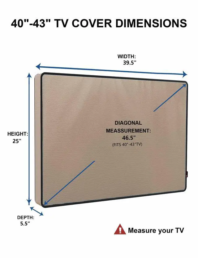 Alt view image 2 of 4 - iBirdie Outdoor TV Cover 40 to 43 inch Weatherproof, Cover Size 39.5"L x 25"H, Waterproof for Outside Flat Screen 40 to 43 inch TV, Light Brown 600D Thick Fabric Screen Protector with Bottom