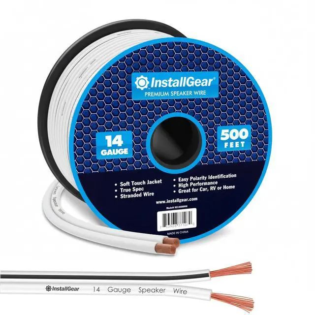 Main image of InstallGear 14 Gauge AWG Speaker Wire Cable - White (500ft) - Outdoor, Automotive, Marine