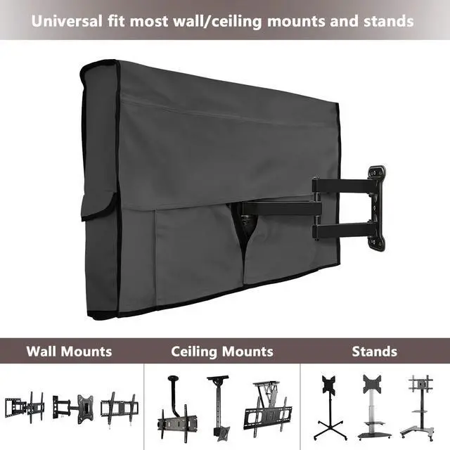 Alt view image 4 of 5 - ULTCOVER Waterproof Outdoor TV Cover for 55-59 inch Outside Flat Screen Televisions with Mounts and Stands, Black