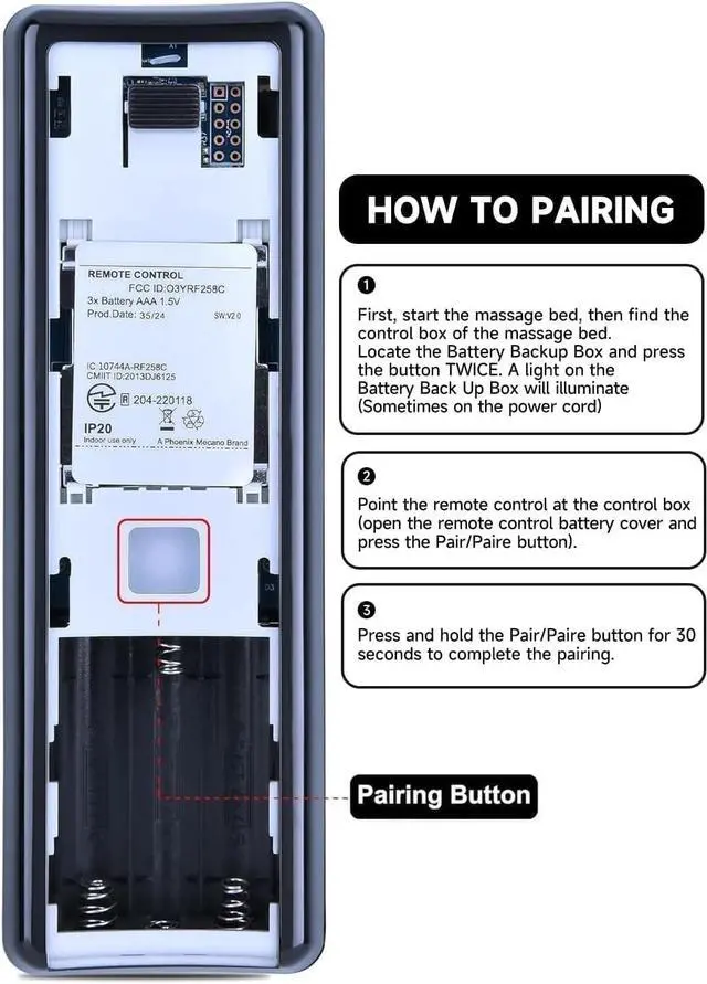 Alt view image 5 of 5 - New Replacement Adjustable Bed Remote Control Compatible with Serta Motion Perfect 2.0 Adjustable Bed 258B 75310