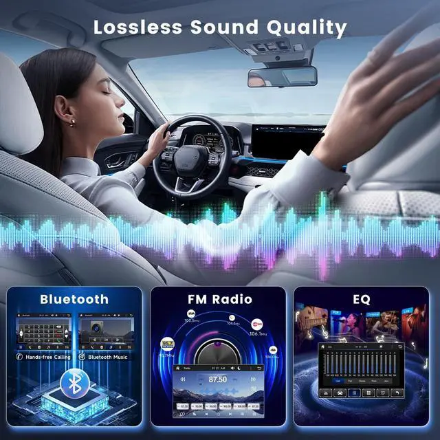 Alt view image 3 of 5 - Driauto Double Din Car Stereo Wireless Carplay Android Auto-7 inch Touch Screen Car MP5 Player with Bluetooth FM, 2 Din Radio Support MirrorLink, Type-C/AUX/USB, FM/EQ,Backup Camera, SWC, Video