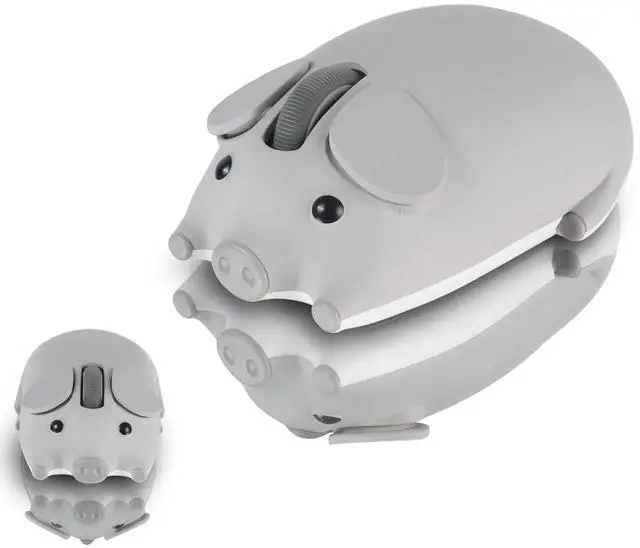 Main image of elec Space Cute Pig Design Wireless Mouse Dual Mode Bluetooth & USB Mouse, Silent Operation, Ergonomic, Perfect for Laptops & PCs, Ideal Gift for Animal Lovers and Family(Gray)