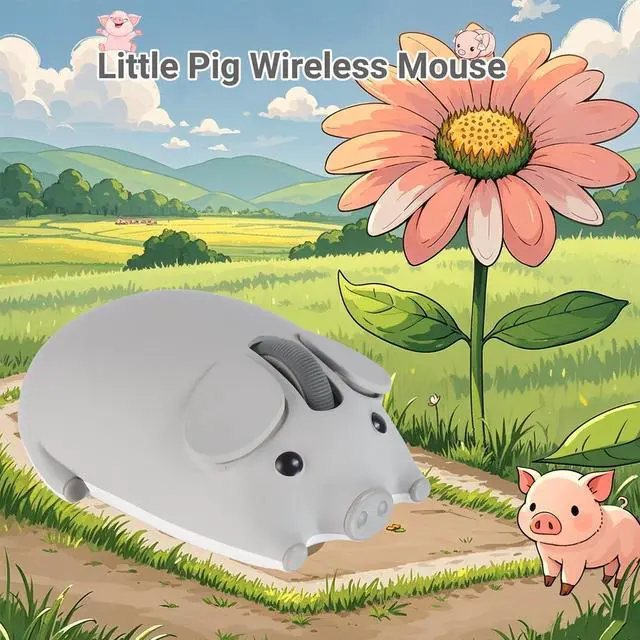 Alt view image 2 of 5 - elec Space Cute Pig Design Wireless Mouse Dual Mode Bluetooth & USB Mouse, Silent Operation, Ergonomic, Perfect for Laptops & PCs, Ideal Gift for Animal Lovers and Family(Gray)