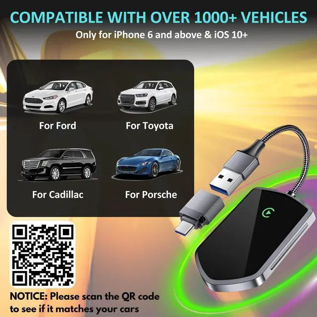 Alt view image 4 of 5 - symtype Wireless Carplay Adapter, Converts Wired to Wireless Carplay 2024 Upgrade Dongle for Play Carplay&Wireless Control Plug, Fit for Cars 2017+ & for Apple iPhone iOS 10+, Eas