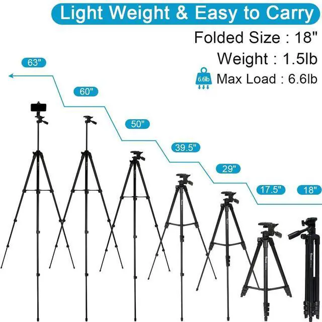 Alt view image 3 of 5 - Endurax Camera Tripod (No Quick Release Plate-Black)