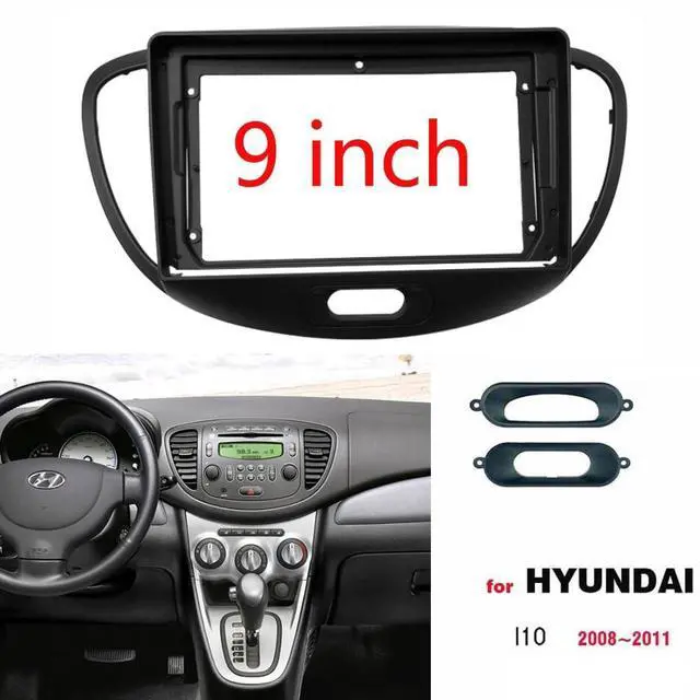Alt view image 2 of 5 - 9'' Car Radio Stereo Dash Install Kit Fascia Panel Trim fits for Hyundai i10 2008-2011 Installation Aftermarket Stereo Headunit