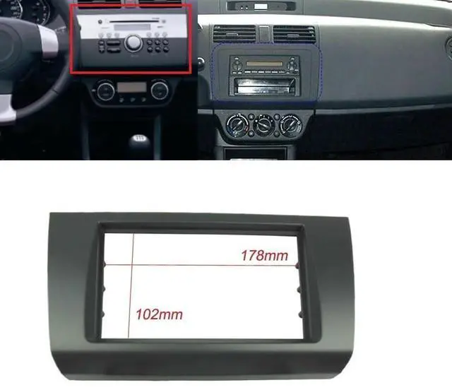 Alt view image 3 of 5 - Radio Stereo Panel for Suzuki Swift 2005-2010 2 Din Car Radio Frame Fascia Panel DVD Stereo CD Panel Dash Mount Refit Installation Trim Kit Frame Black