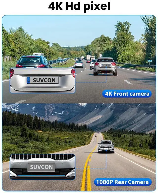 Alt view image 2 of 5 - Dash Cam Front Rear 4K/1080P, Dash Camera for Cars Build in WiFi, Full HD Dash Cam with APP Control, 3.94 IPS Screen Dash Camera with 32GB SD Card, G-Sensor, WDR, 24Hr Parking Mote, Loop Recording