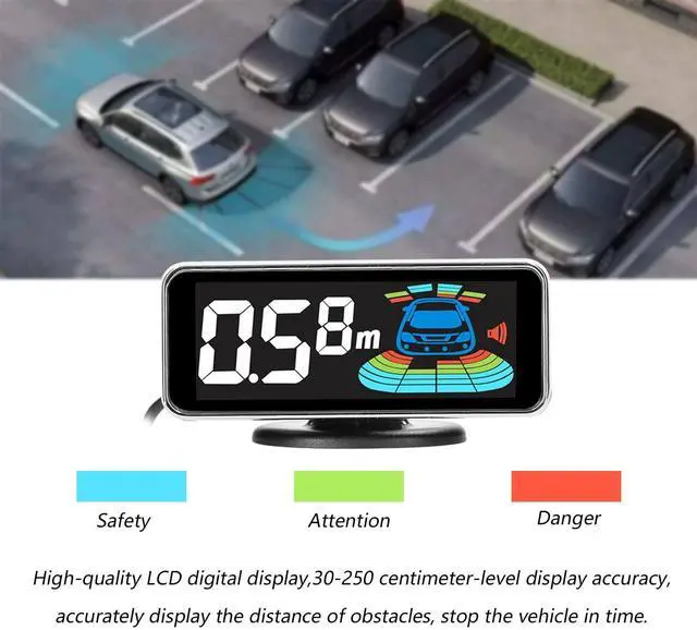 Alt view image 4 of 5 - Shkalacar Car Reverse Parking Radar System Backup Rear Reversing Radars with 8 Parking Sensors Distance Detection + LCD Distance Display + Sound Warning Buzzer