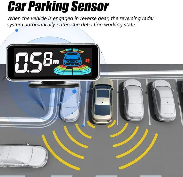 Alt view image 2 of 5 - Shkalacar Car Reverse Parking Radar System Backup Rear Reversing Radars with 8 Parking Sensors Distance Detection + LCD Distance Display + Sound Warning Buzzer