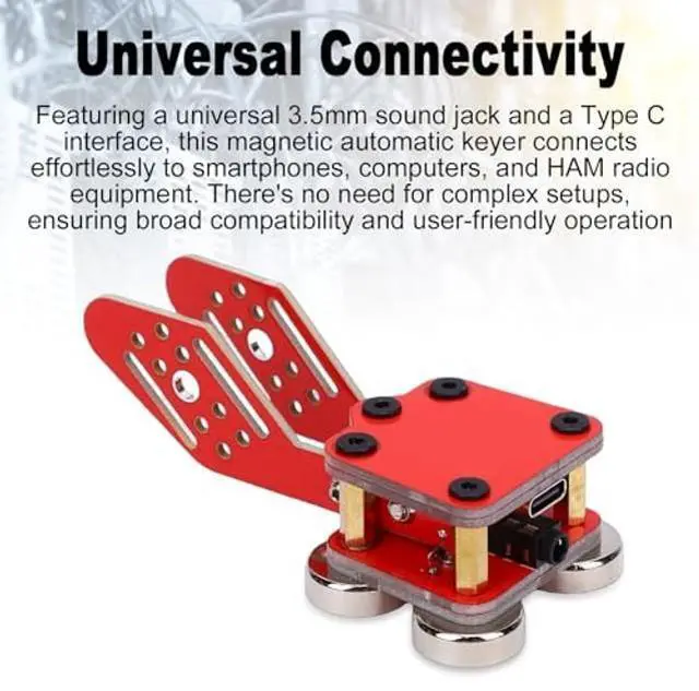 Alt view image 2 of 5 - Yoidesu CW Keyer, PCB Double Paddle Automatic Morse Code Key with 4 Nd Magnetic Base, Universal 3.5mm Sound Jack Type C Interface for HAM Radio Smartphones Computers