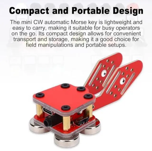 Alt view image 4 of 5 - Yoidesu CW Keyer, PCB Double Paddle Automatic Morse Code Key with 4 Nd Magnetic Base, Universal 3.5mm Sound Jack Type C Interface for HAM Radio Smartphones Computers