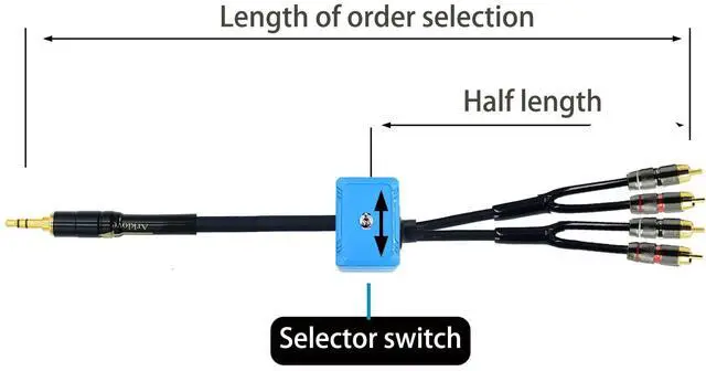 Alt view image 5 of 5 - Arklove 3ft Sound Channel swicher 1/8" aux Input 3.5mm RCA Output Switch Selector 2 in 1 Out R/L Stereo Audio 1 in 2 Out Stereo Audio Splitter with Phone pc Player
