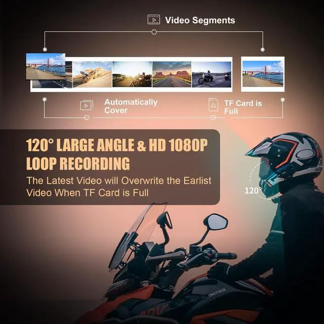 Alt view image 2 of 5 - FreedConn Motorcycle Helmet Headset with Camera R1plus Helmet Intercom 1080P WiFi Motorcycle Communication Systems with CVC Noise Cancellation/Music Sharing /IP65 Waterproof(Comes with 64G TF Card)