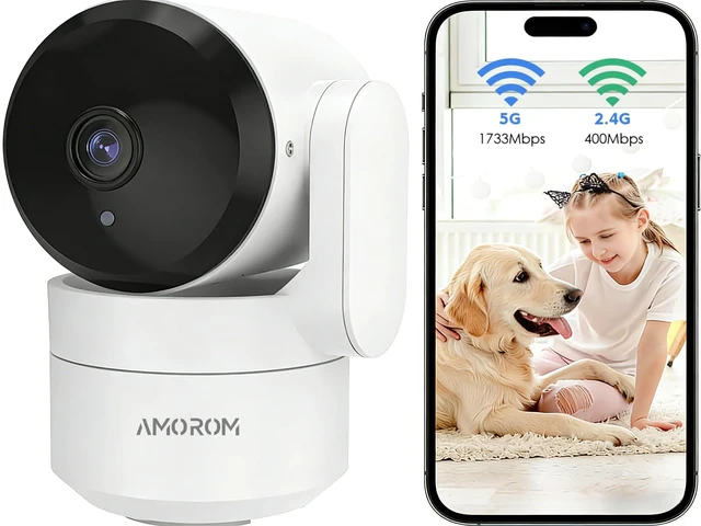 Main image of AMOROM Indoor Camera 2K, Alexa Camera for Baby/Elderly/Pet Monitoring