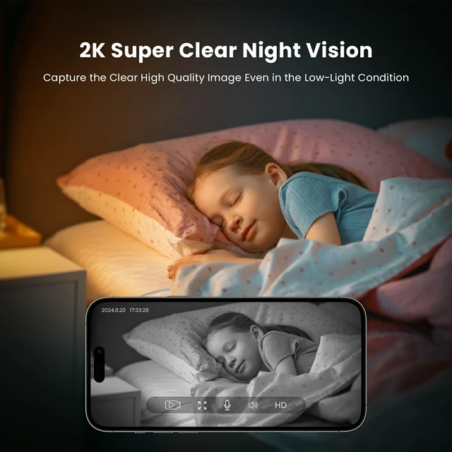 Alt view image 3 of 5 - AMOROM Indoor Camera 2K, Alexa Camera for Baby/Elderly/Pet Monitoring