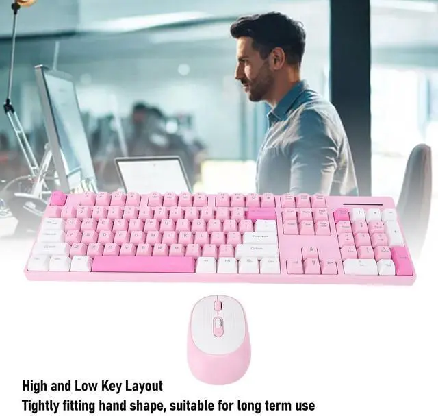Alt view image 2 of 5 - SENECESLI Wireless Keyboard and Mouse Combination, 2.4G Ergonomic Keyboard for Typing, Unique and Mouse Combination with Clear Characters, Intelligent Sleep Mode (Type 1)