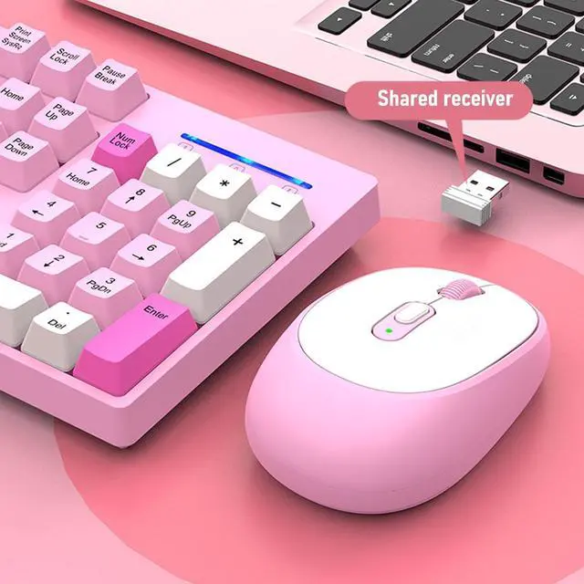 Alt view image 4 of 5 - SENECESLI Wireless Keyboard and Mouse Combination, 2.4G Ergonomic Keyboard for Typing, Unique and Mouse Combination with Clear Characters, Intelligent Sleep Mode (Type 1)