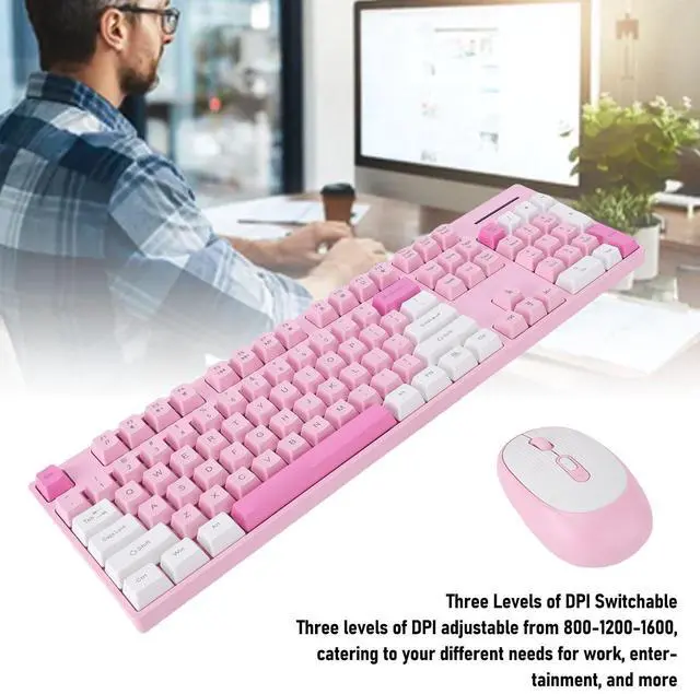 Alt view image 3 of 5 - SENECESLI Wireless Keyboard and Mouse Combination, 2.4G Ergonomic Keyboard for Typing, Unique and Mouse Combination with Clear Characters, Intelligent Sleep Mode (Type 1)
