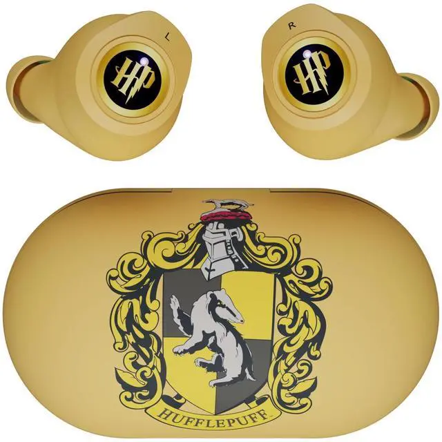 Main image of iJoy Harry Potter Hufflepuff Wireless Bluetooth Earbuds with Charging Case, Built-in Mic, 30 Hr Playtime, Officially Licensed ^^ Harry Potter Gifts for Women, Men, Teens, Kids & All Fans of Huf