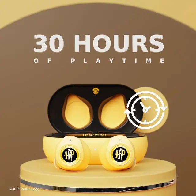 Alt view image 3 of 5 - iJoy Harry Potter Hufflepuff Wireless Bluetooth Earbuds with Charging Case, Built-in Mic, 30 Hr Playtime, Officially Licensed ^^ Harry Potter Gifts for Women, Men, Teens, Kids & All Fans of Huf