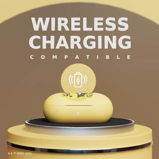 Alt view image 5 of 5 - iJoy Harry Potter Hufflepuff Wireless Bluetooth Earbuds with Charging Case, Built-in Mic, 30 Hr Playtime, Officially Licensed ^^ Harry Potter Gifts for Women, Men, Teens, Kids & All Fans of Huf
