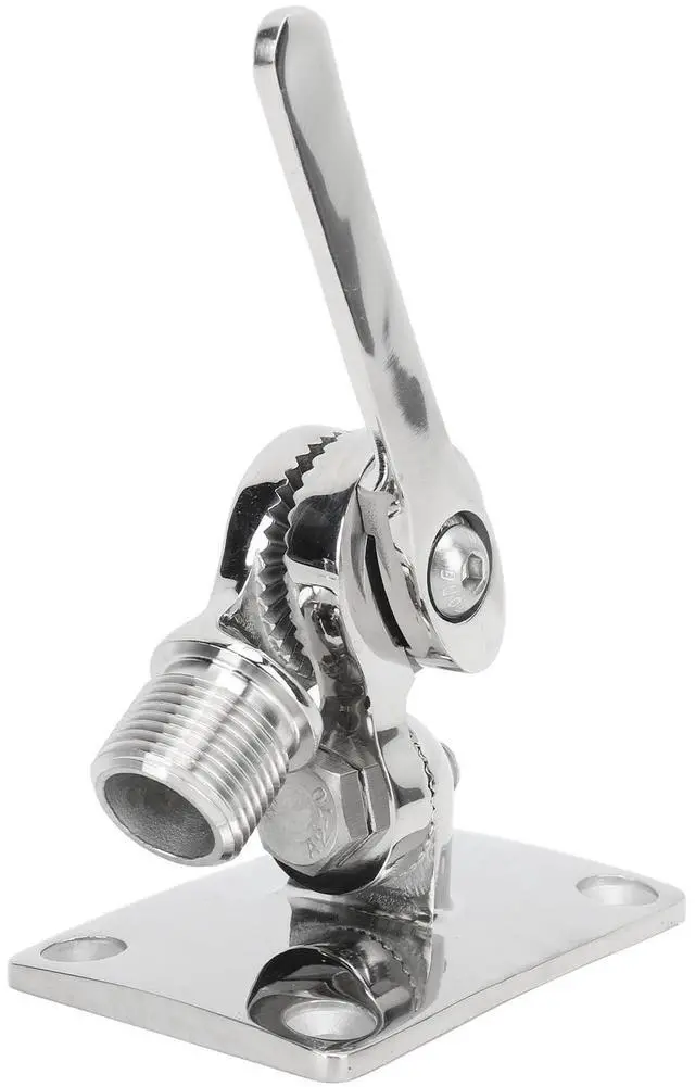 Alt view image 2 of 5 - Qqmora Stainless Steel Adjustable VHF Antenna Mount for Boats & Yachts - Marine Grade Base Bracket with Ratchet, Impervious & Prevent