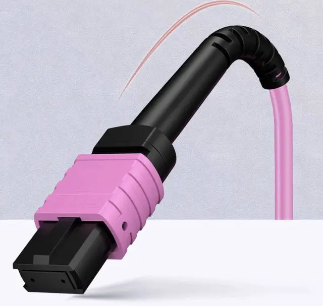 Alt view image 5 of 5 - Elfcam - 15m/49.21ft Fiber Optic Cable MPO Female to MPO Female, 12 Fibres Multimode OM4, Type B, Purple (15m, 12 Fibers)