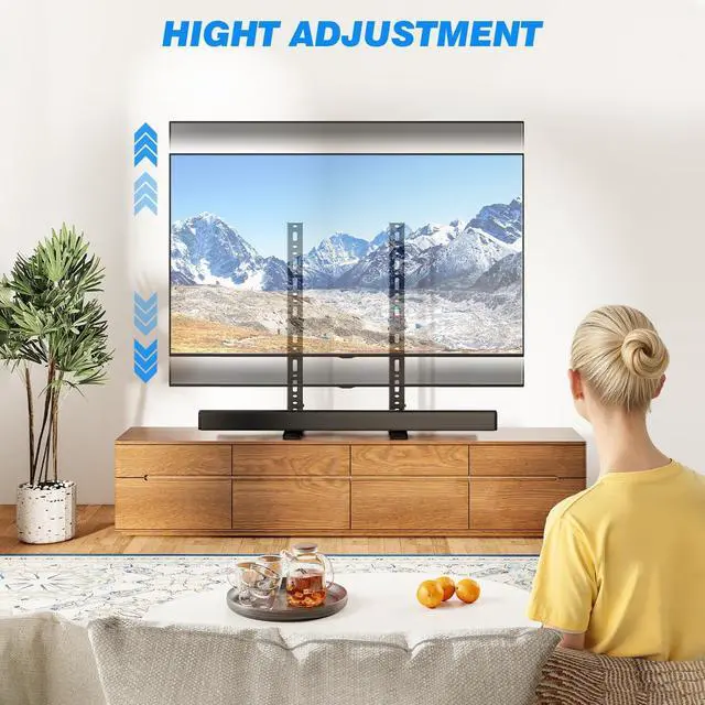 Alt view image 3 of 5 - Rfiver Universal TV Stand for 20-70 inch Flat Curved TVs, Height Adjustable Table Top TV Stand, TV Feet with Cable Management,Steel Replacement TV Legs Holds up to 110 lbs, Max VESA 800x600mm, Black