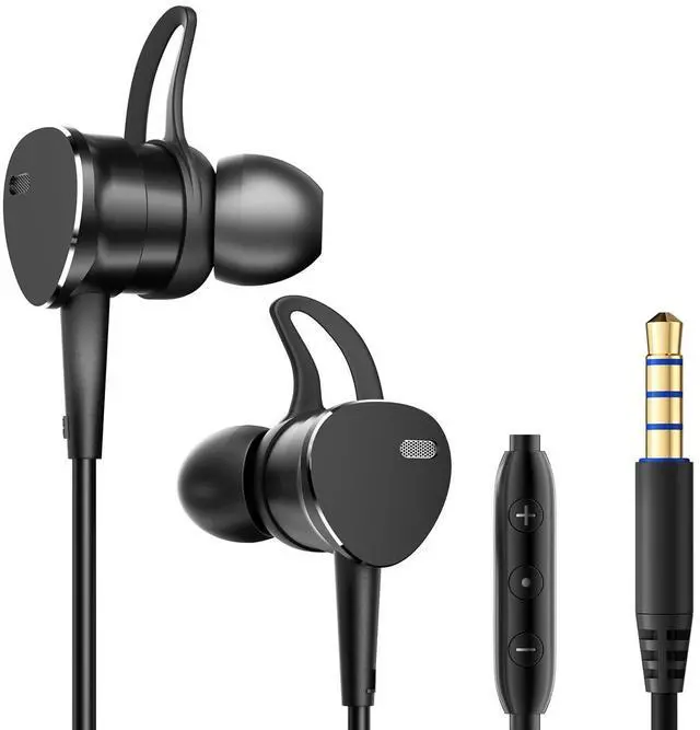 Alt view image 5 of 5 - Wired Headphones Deep Bass Sport Earbuds, Magnetic Anti-Tangle In-Ear Wired Earphones- Call Noise Cancelling USB C Headset with Microphone,Type C Stereo Heavy bass ear bud (Black-3.5mm&USB C plug)