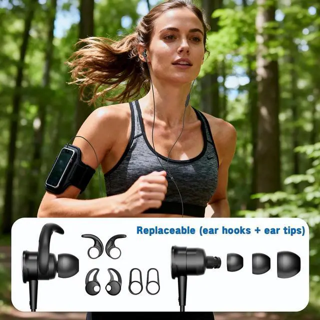 Alt view image 2 of 5 - Wired Headphones Deep Bass Sport Earbuds, Magnetic Anti-Tangle In-Ear Wired Earphones- Call Noise Cancelling USB C Headset with Microphone,Type C Stereo Heavy bass ear bud (Black-3.5mm&USB C plug)
