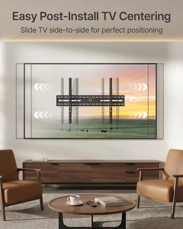 Alt view image 4 of 5 - monTEK Heavy Duty Fixed TV Wall Mount for 50-100 Inch Large TVs up to 200 lbs, 4X Safety Tested, TV Mount Bracket for Home Theater & Commercial Use, Fits 16"/18"/24" Wood Studs, Max VESA 900x600mm