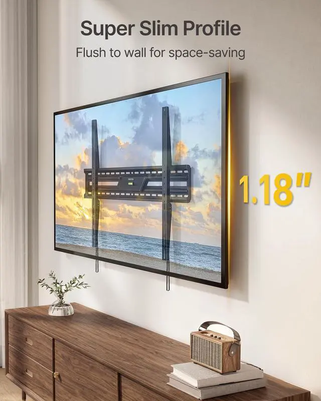Alt view image 5 of 5 - monTEK Heavy Duty Fixed TV Wall Mount for 50-100 Inch Large TVs up to 200 lbs, 4X Safety Tested, TV Mount Bracket for Home Theater & Commercial Use, Fits 16"/18"/24" Wood Studs, Max VESA 900x600mm