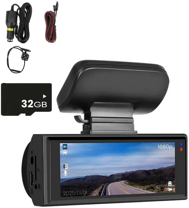 Main image of Saker Front & Rear Dashcam 1080P:Upgraded 2025 Dual Channel Car Camera with 150 Wide Dashcam,Night Vision,180 Rotatable Interior View, 24H Parking Monitor, Loop Recording