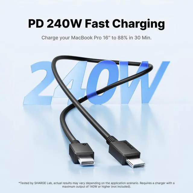 Alt view image 2 of 5 - sharge USB C Cable, Type C Charging Cord, 240W Fast Charging Durable for iPhone 17 Series, MacBook Pro, Galaxy S26 Ultra, 10FT