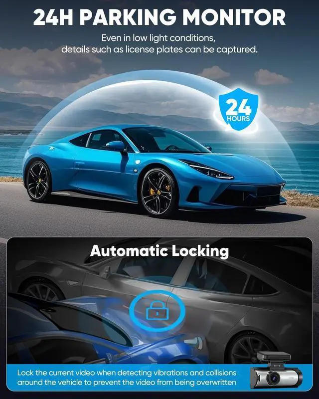 Alt view image 5 of 5 - Saker Front & Rear Dashcam 1080P:Upgraded 2025 Dual Channel Car Camera with 150 Wide Dashcam,Night Vision,180 Rotatable Interior View, 24H Parking Monitor, Loop Recording