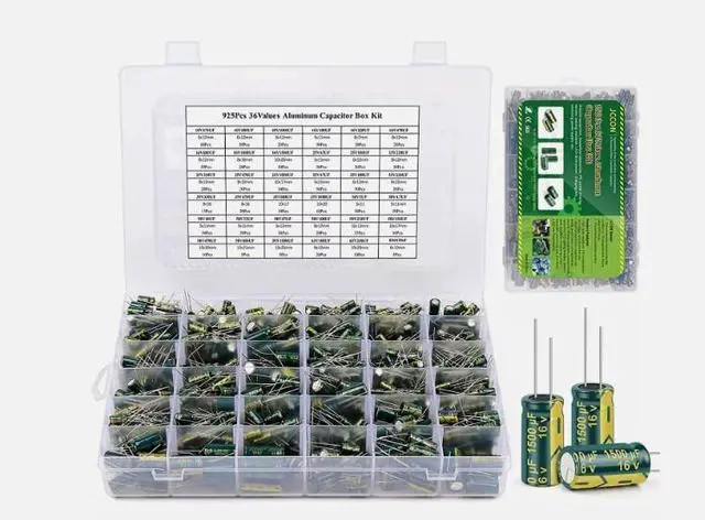 Main image of Mustpoint 925Pcs 36Values Aluminum Electrolytic Capacitor Assortment Kit Lowesr Capacitors (1uF 4.7uF 10uF 22uF 47uF 100uF 220uF 330uF 470uF