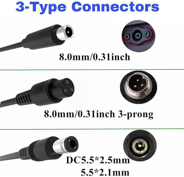 Alt view image 2 of 5 - HERISKEER 42V 2A/ 1.5A 3-in-1 Charger for 36V Electric Phantomgogo A9 A8 (NOT for A10), VOLPAM SP06 SP03, Aovo pro/Aovopro Sisigad Swagtron GOTRAX Hiboy for Hover-1 Segway Ninebot (Fit 36V ONLY)