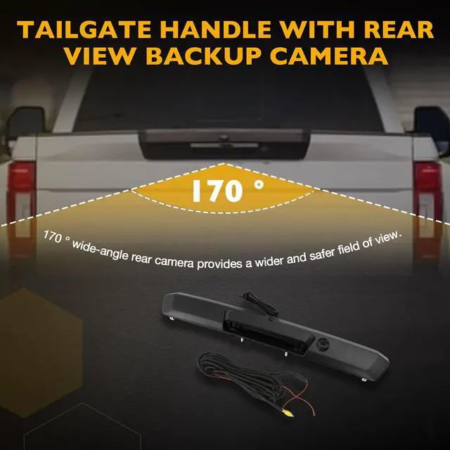 Alt view image 4 of 5 - Tailgate Handle with Rear View Backup Camera, 170 Wide-Angle Rear Camera Compatible with 2017-2022 Ford F250 F350 F450 Super Duty, Without Release Button, Replaces#HC3Z-9943400-NA
