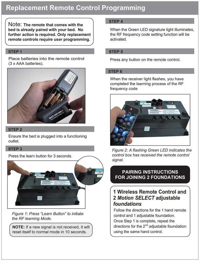 Alt view image 4 of 5 - FQOUG Replacement Remote Control for Serta Motion Select Adjustable Bed (Old Remote Must Match Picture on Right, New Version Shown Left)