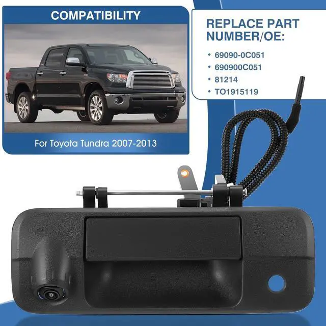 Alt view image 2 of 5 - ACAUTO Tailgate Handle Backup Camera Fit for Toyota Tundra 2007-2013 Classic Tailgate Reversing Rear View Park Assist Camera RCA Plug Replaces 69090-0C051 86790-34011 86790-34030