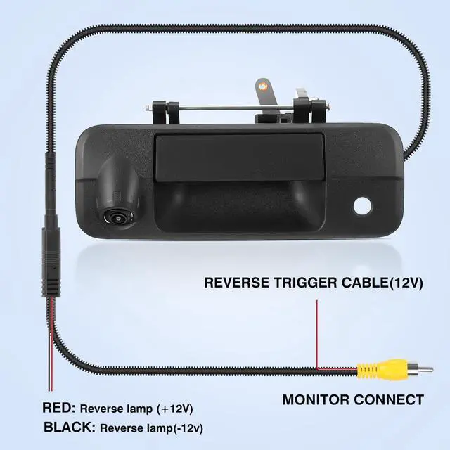 Alt view image 5 of 5 - ACAUTO Tailgate Handle Backup Camera Fit for Toyota Tundra 2007-2013 Classic Tailgate Reversing Rear View Park Assist Camera RCA Plug Replaces 69090-0C051 86790-34011 86790-34030