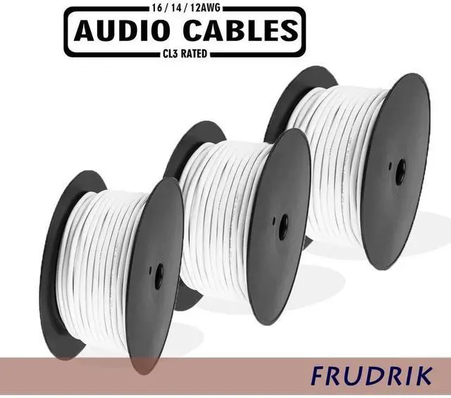 Alt view image 2 of 5 - FRUDRIK Speaker Wire - 99.9% Oxygen Free Copper ETL Listed & CL3 Indoor Speaker Cable (14/2 White, 200FT)