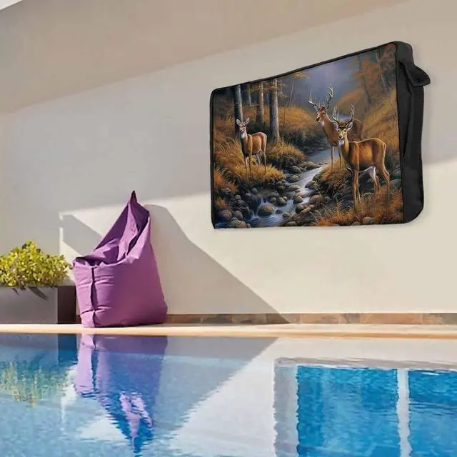 Alt view image 5 of 5 - Deer Outdoor TV Cover Waterproof Weatherproof, Deer Standing by a Stream Sunset Forest Television Covers for 48 to 50 Inch Nature landscape Outside TV Screen Protector Shield, 48"W x 30"H x 4.5"D