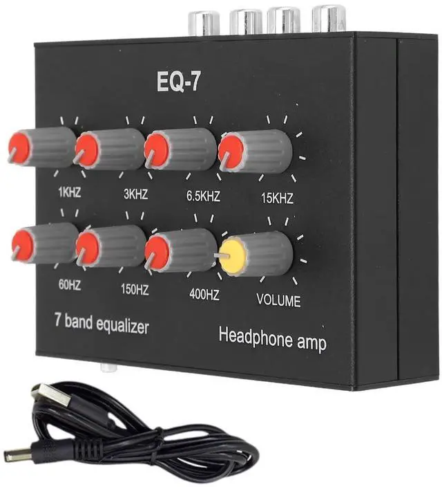 Main image of EQ 7 Band Sound Equalizer Home Audio, 2 Channel Car Audio Equalizer, 3.5mm Interface Digital Headphone Stereo Equalizer for Home Audio, 12dB High Bass Adjustment