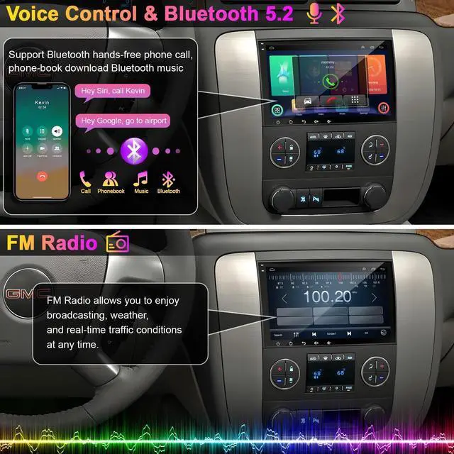 Alt view image 5 of 5 - 8-core 4G+64G Car Radio for 2007-2012 Chevrolet Chevy Silverado Impala, GMC Sierra Acadia Enclave Yukon, Buick 8" IPS Touch Screen Car Stereo with GPS, CarPlay/Android Auto, Backup Camera/DSP/SWC