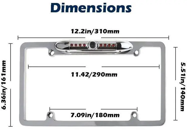 Alt view image 4 of 5 - Goodsby Backup HD Camera Frame License Plate Rear Night Vision Waterproof Compatible with Pioneer Car Radio AVH-120BT AVH-210EX AVH-2550NEX AVH-X490BS DMH-WT8600NEX DMH-100BT DMH-160BT Chrome