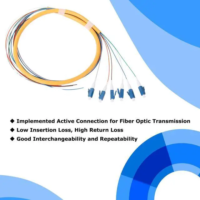 Alt view image 2 of 5 - Xunsomten - 6 Strand LC/UPC Fiber Optic Pigtail 1.2m LC OS2 Singlemode Fiber Pigtail for Networks Communication System, 4 Packs